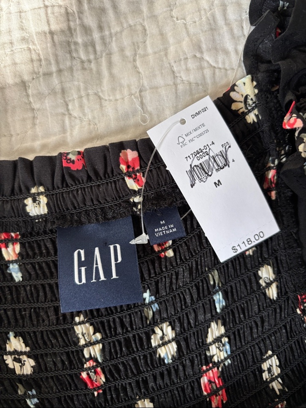 NWT Gap Floral Milkmaid Midi Dress Cottagecore Puff Sleeve Smocked M - Picture 6 of 12